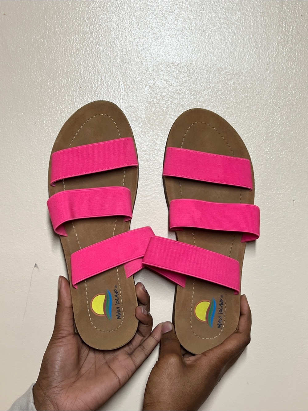 Girls' Hot Pink Triple-Strap Slide Sandals